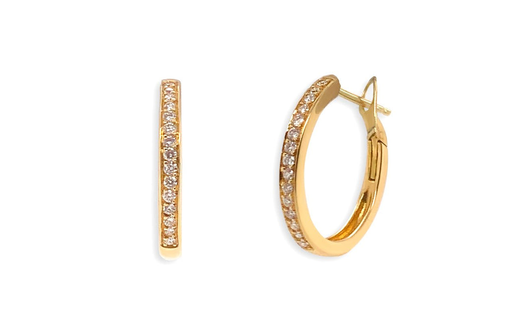 Earrings 18kt Gold Round Hoops & Diamonds - Albert Hern Fine Jewelry