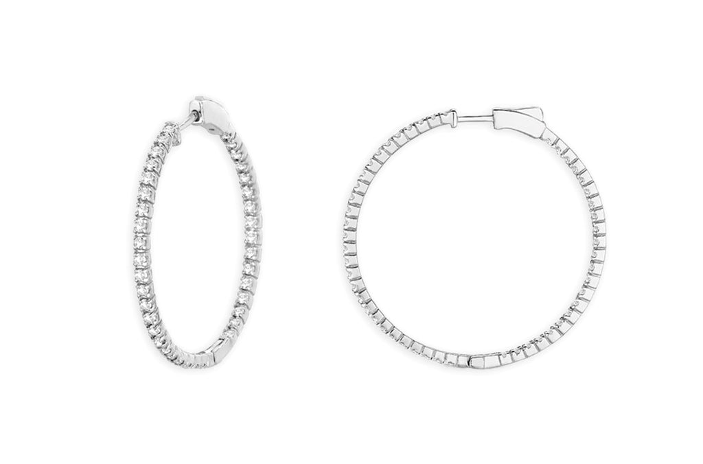 Earrings 18kt Gold Round Hoops & Diamonds - Albert Hern Fine Jewelry
