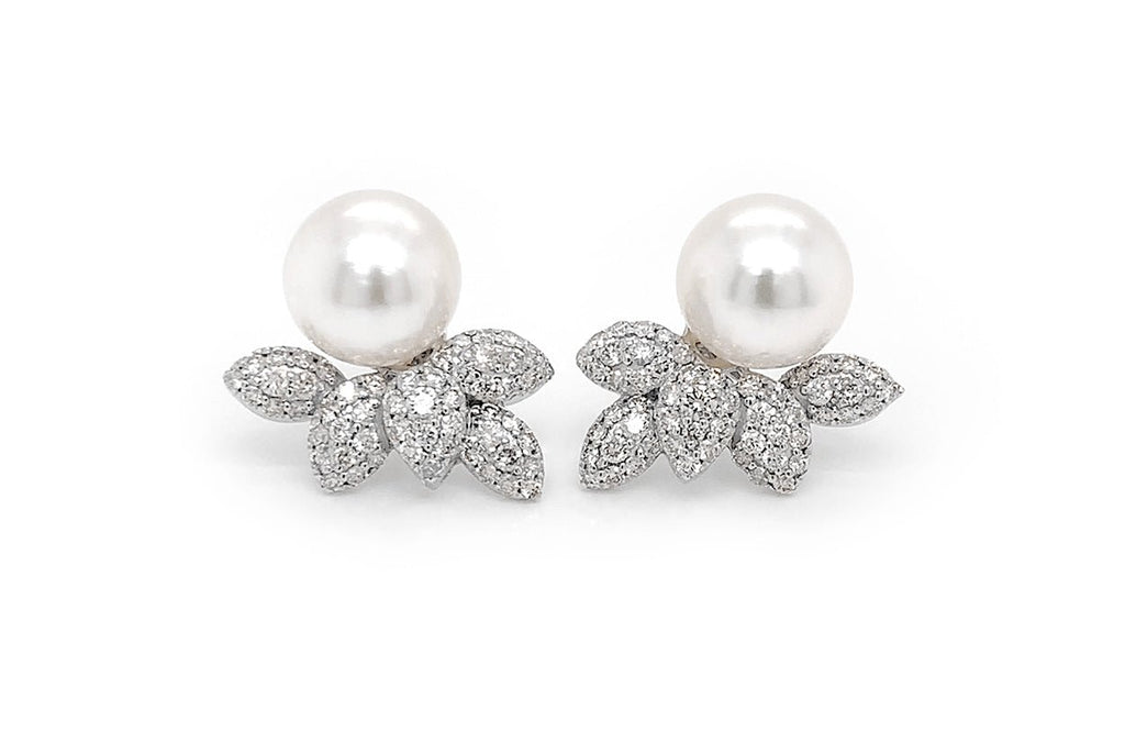 Earrings 18kt Gold South Sea Pearls & Diamonds - Albert Hern Fine Jewelry