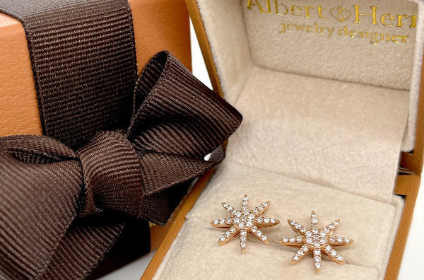 Earrings 18kt Gold Starburst & Diamonds - Albert Hern Fine Jewelry