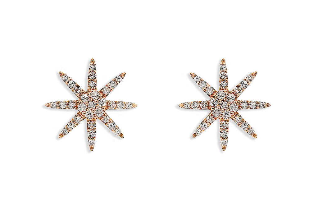 Earrings 18kt Gold Starburst & Diamonds - Albert Hern Fine Jewelry