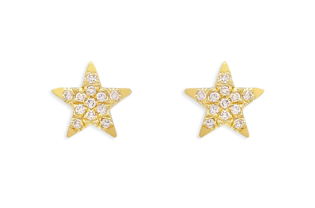 Earrings 18kt Gold Stars & Pave Diamonds Studs - Albert Hern Fine Jewelry
