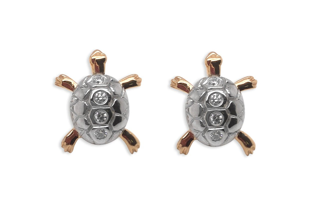Earrings 18kt Gold Tortoise with Diamonds - Albert Hern Fine Jewelry