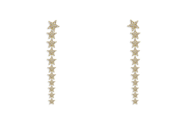 Earrings 18kt Gold Two-Way Stars Diamonds Drop - Albert Hern Fine Jewelry