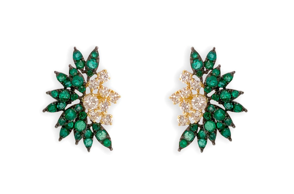 Earrings 18kt Gold Wild Emerlads & Diamonds - Albert Hern Fine Jewelry