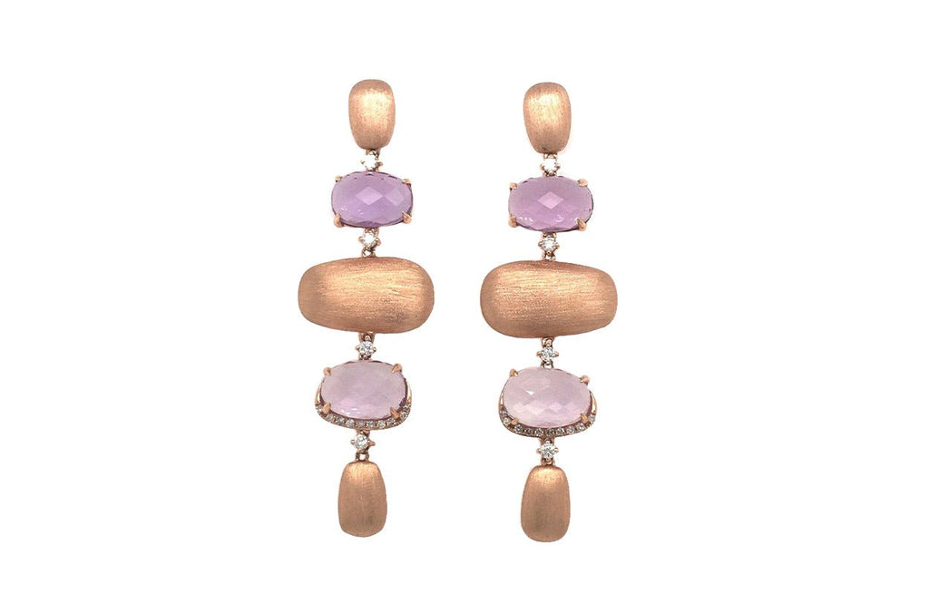 Earrings 18kt Rose Gold Amethyst and Diamonds - Albert Hern Fine Jewelry