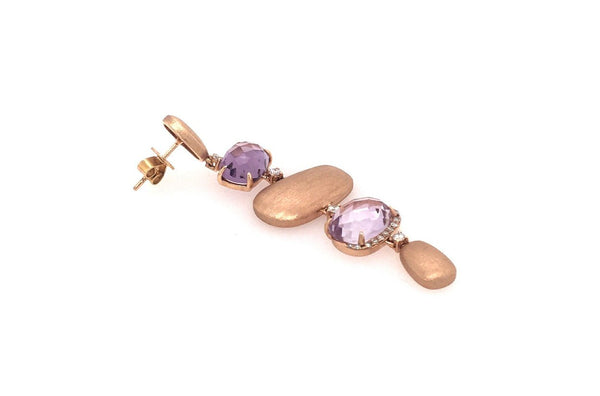 Earrings 18kt Rose Gold Amethyst and Diamonds - Albert Hern Fine Jewelry