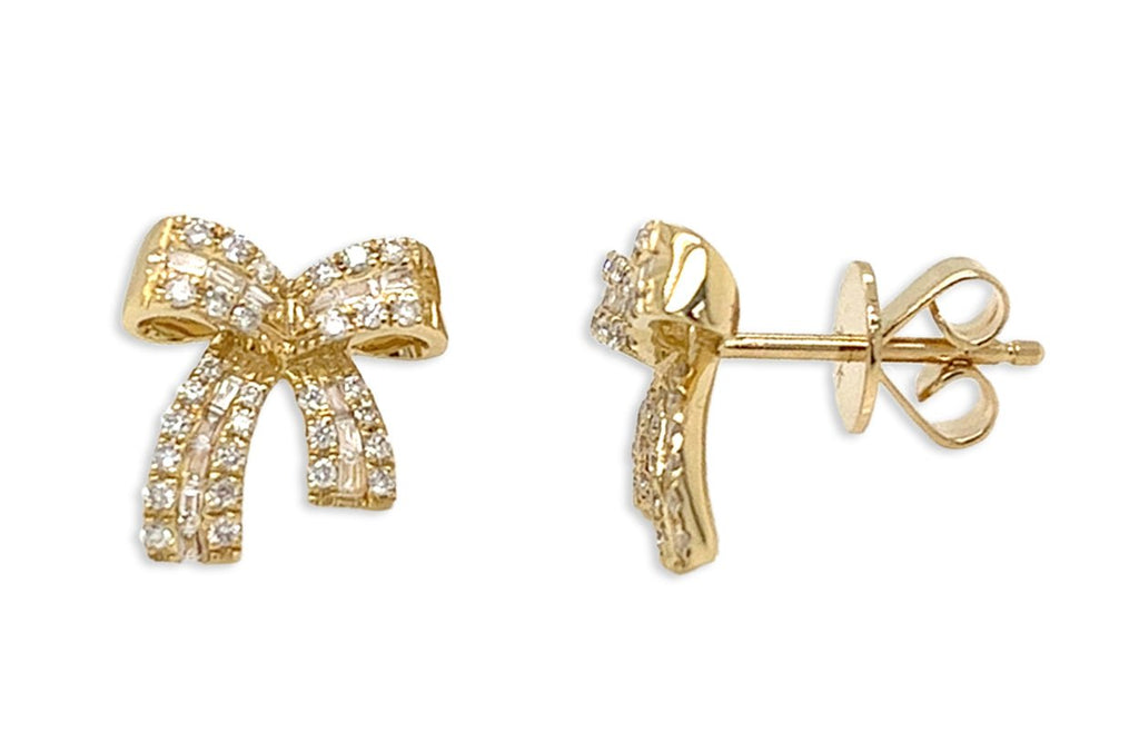 Earrings 18kt Yellow Gold Ribbons with Diamonds - Albert Hern Fine Jewelry