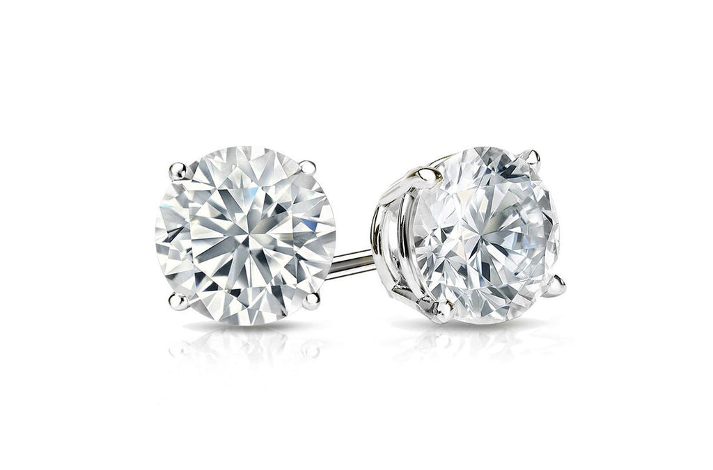 Earrings 1cts GIA Certified Natural Round Diamond Platinum Stud J Color VS2 Clarity - Albert Hern Fine Jewelry