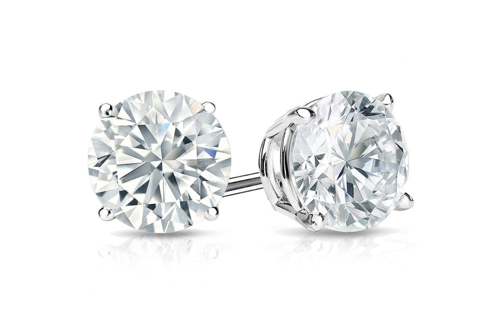 Earrings 2.02 cts Natural Round Diamonds Color I Clarity I1 18kt Gold Studs - Albert Hern Fine Jewelry