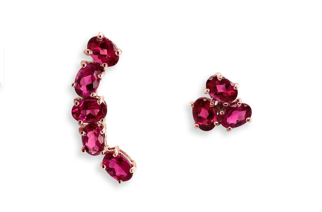 Earrings Asymmetrical Gemstones & 18kt Gold - Albert Hern Fine Jewelry