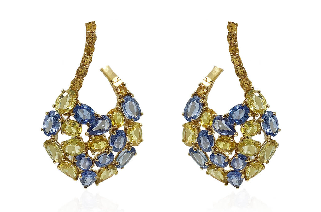 Earrings Blue & Yellow Sapphires - Albert Hern Fine Jewelry