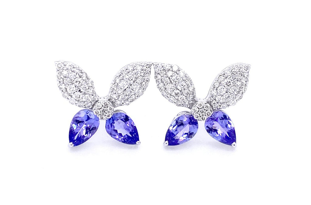 Earrings Butterfly 14kt Gold Tanzanite & Diamonds - Albert Hern Fine Jewelry