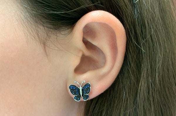 Earrings Butterfly Blue Sapphire in 18kt Gold - Albert Hern Fine Jewelry