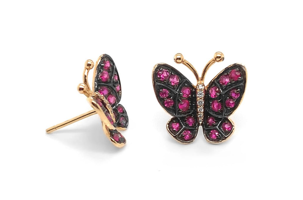 Earrings Butterfly Pink Sapphire in 18kt Gold - Albert Hern Fine Jewelry
