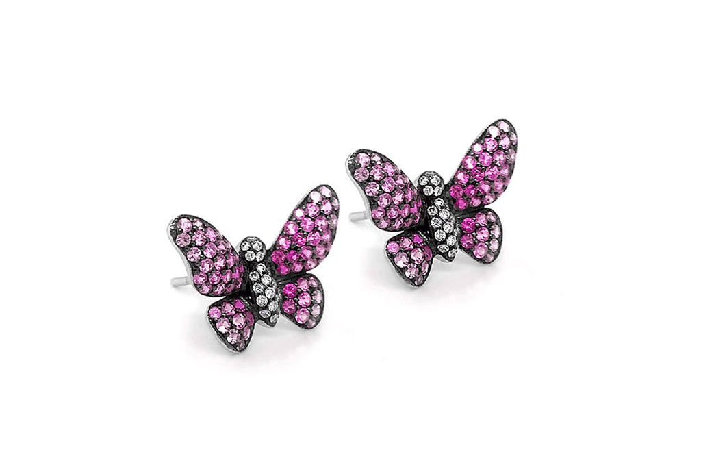 Earrings Butterfly Sapphire & Diamonds in 18kt Gold - Albert Hern Fine Jewelry