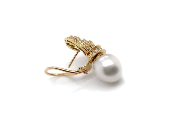 Earrings Classic 18kt Gold South Sea Pearls & Diamonds - Albert Hern Fine Jewelry