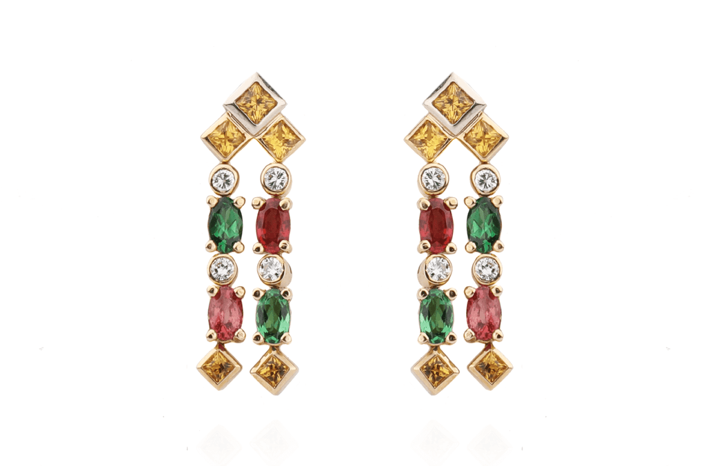 Earrings Colors Sapphires, Tsavorites & Diamonds - Albert Hern Fine Jewelry