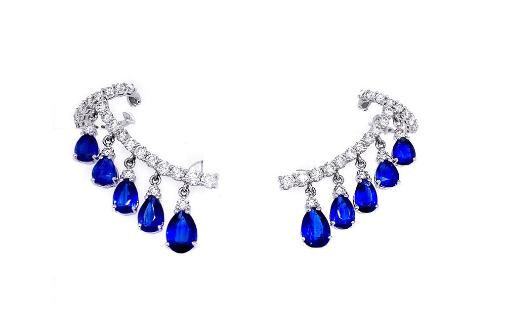 Earrings Crawlers Blue Kyanite & Diamonds - Albert Hern Fine Jewelry