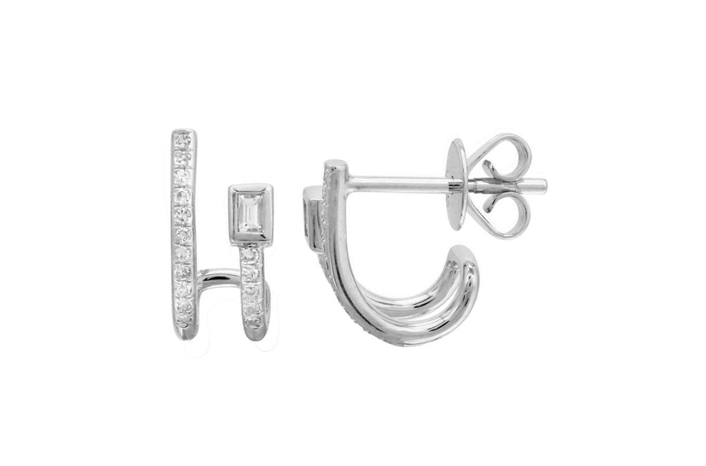 Earrings Double Semi Huggies 14kt Gold & Diamonds - Albert Hern Fine Jewelry