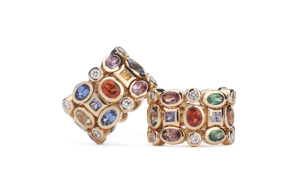 Earrings Earclips Colors Sapphires & Diamonds - Albert Hern Fine Jewelry
