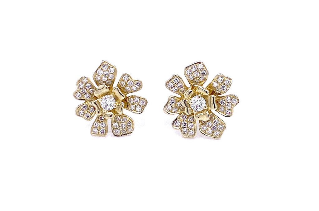 Earrings Flowers 14kt Gold & Diamonds - Albert Hern Fine Jewelry