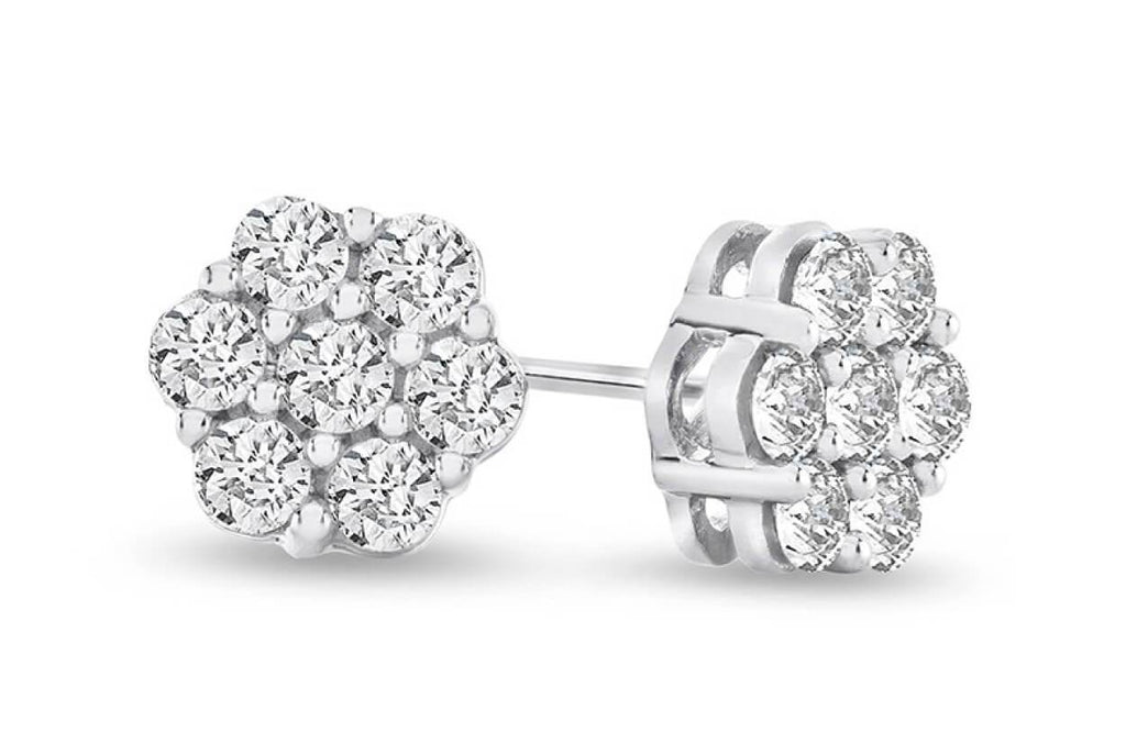 Earrings Flowers White Gold Studs Diamonds - Albert Hern Fine Jewelry