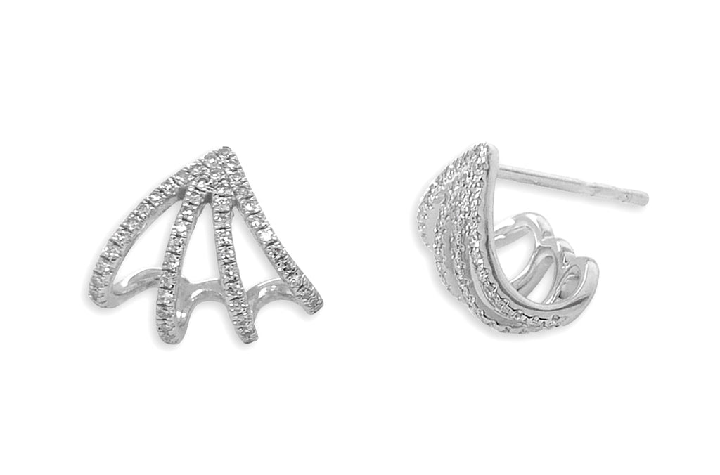 Earrings Gold Lobe Claws & Diamonds - Albert Hern Fine Jewelry