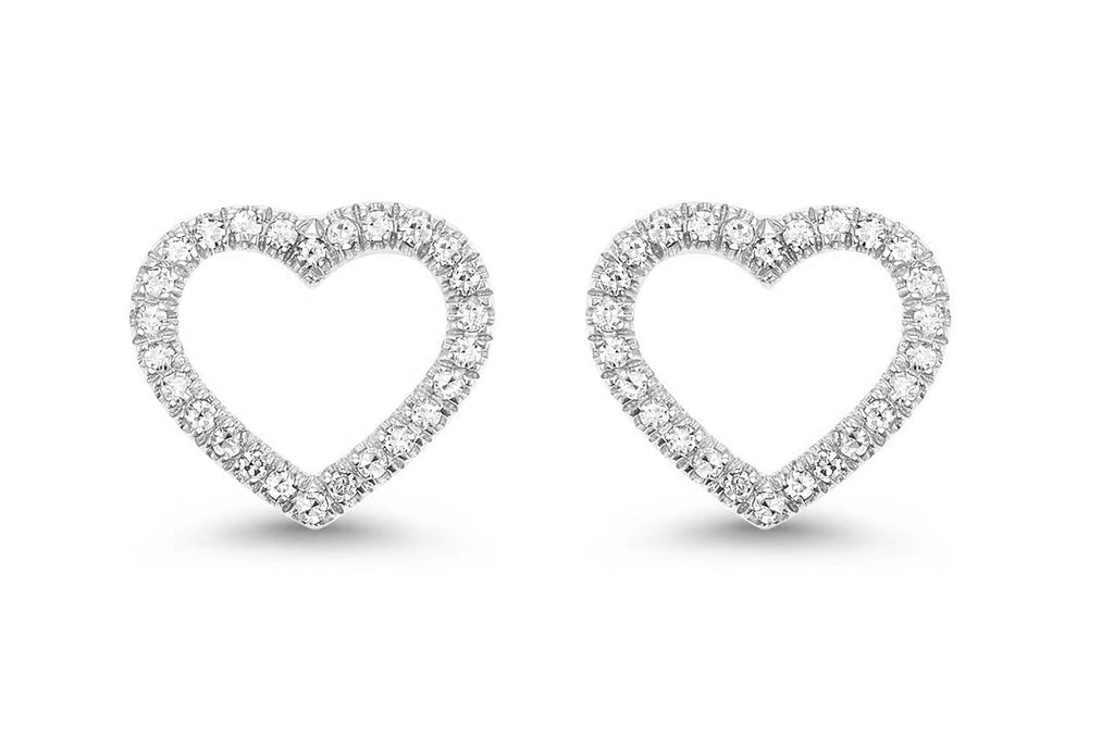 Earrings Heart Studs with Diamonds - Albert Hern Fine Jewelry