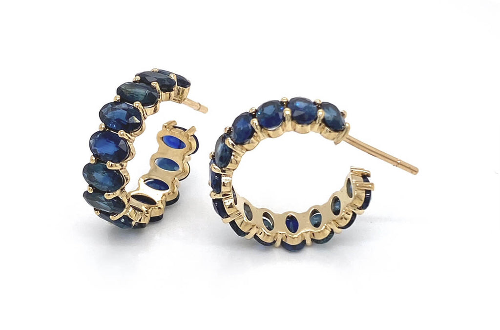 Earrings Hoops Oval Gemstones 18kt Gold - Albert Hern Fine Jewelry