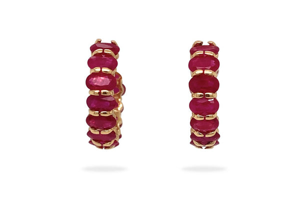 Earrings Hoops Oval Gemstones 18kt Gold - Albert Hern Fine Jewelry