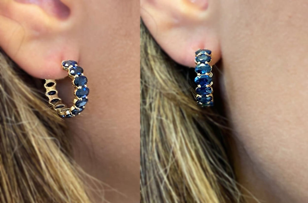 Earrings Hoops Oval Gemstones 18kt Gold Yellow Gold / Ruby