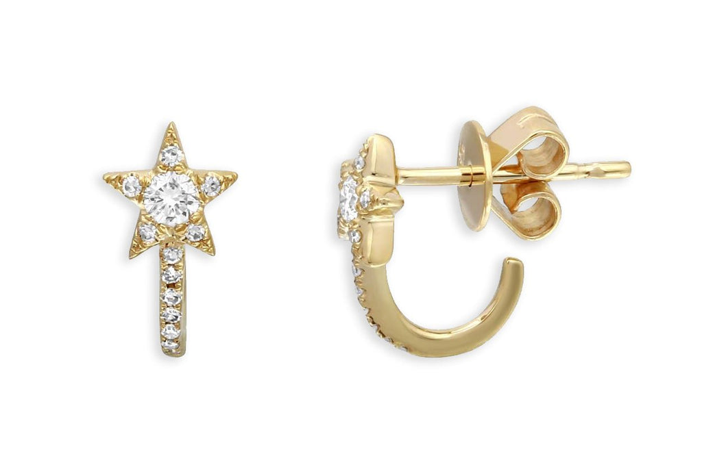 Earrings Huggie Star 14kt Gold & Diamonds - Albert Hern Fine Jewelry