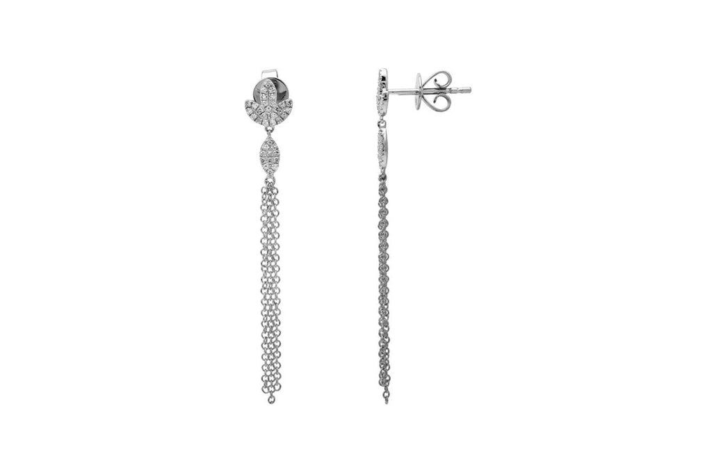 Earrings Long Chain & Diamonds - Albert Hern Fine Jewelry