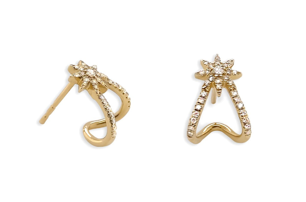 Earrings North Star 14kt Gold & Diamonds Lobe Studs - Albert Hern Fine Jewelry