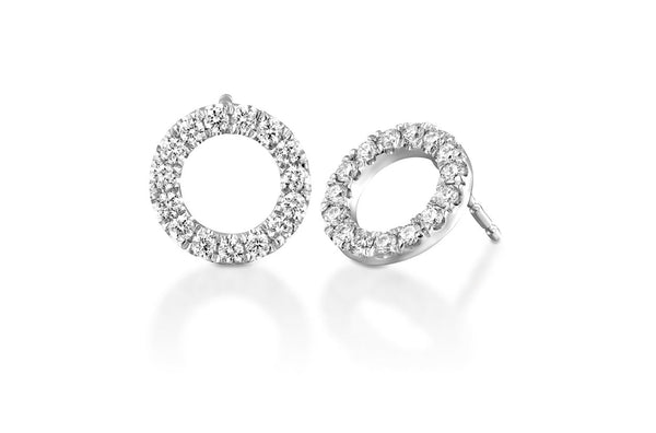 Earrings Open Circle & Diamond - Albert Hern Fine Jewelry