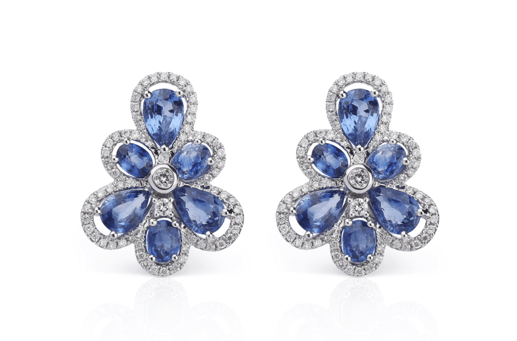 Earrings Pear Shape Natural Sapphire - Albert Hern Fine Jewelry