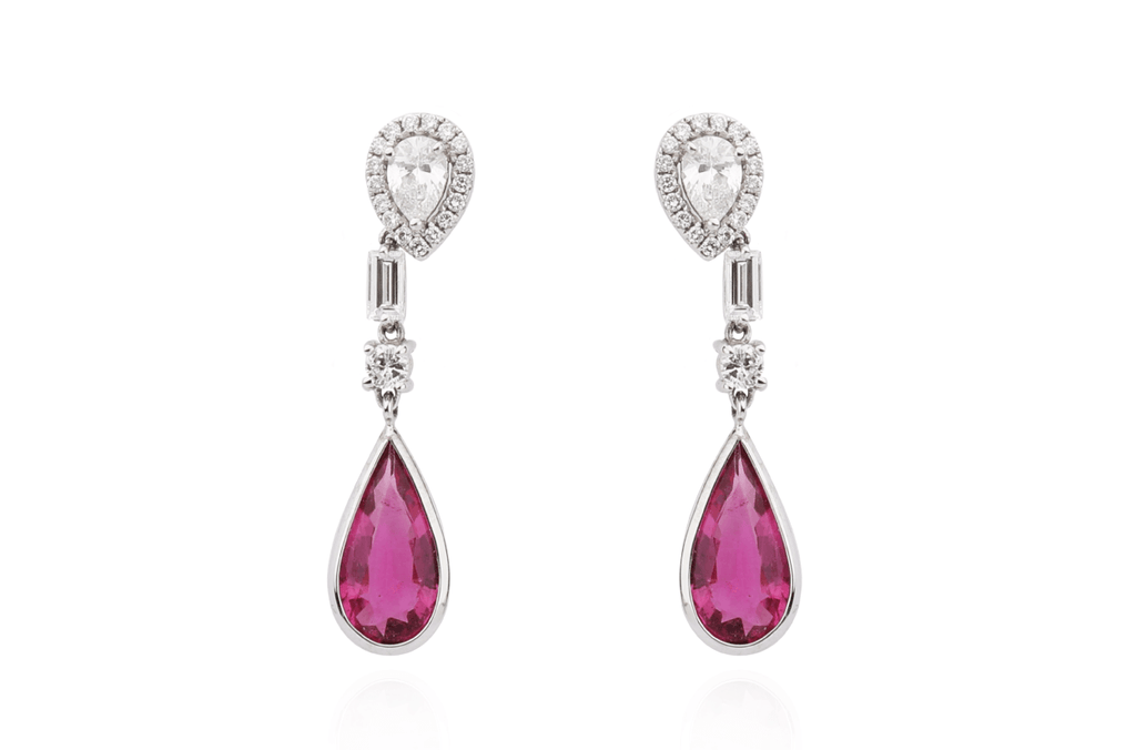Earrings Pear Shape Tourmaline & Diamonds - Albert Hern Fine Jewelry