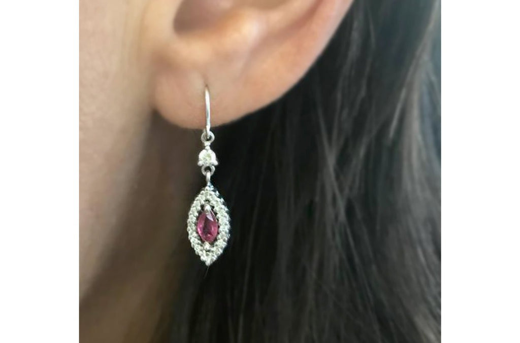 Earrings Ruby Tear & Diamonds - Albert Hern Fine Jewelry