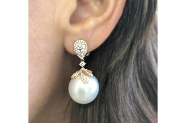 Earrings South Sea Pearls & Diamonds - Albert Hern Fine Jewelry