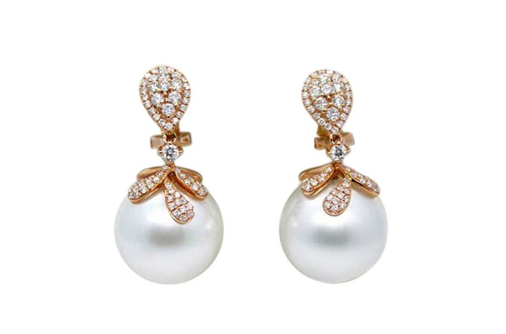 Earrings South Sea Pearls & Diamonds - Albert Hern Fine Jewelry
