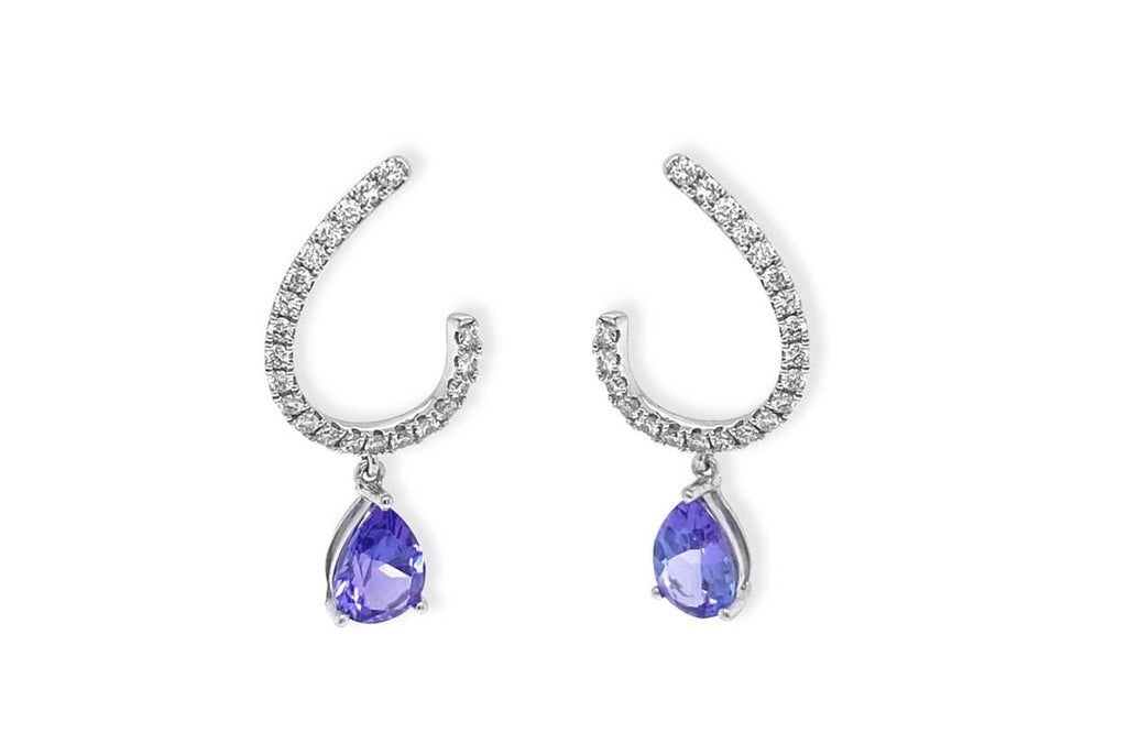 Earrings Tanzanite Drop & Diamonds 18kt Gold - Albert Hern Fine Jewelry