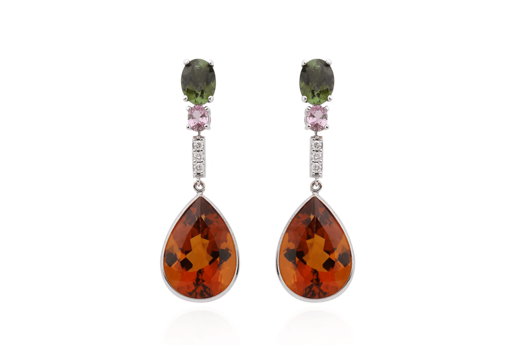 Earrings Tourmaline Stone, Pink Sapphires & Diamonds - Albert Hern Fine Jewelry
