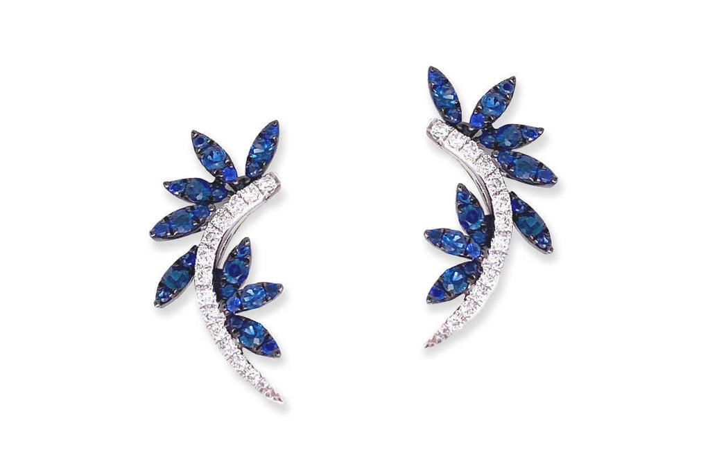 Earrings Wild Look at Me 0.23cts Diamonds & Blue Sapphires 18kt White Gold - Albert Hern Fine Jewelry