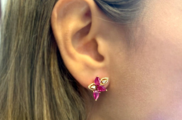 Earrings Wild Rubies & Diamonds 18kt Gold - Albert Hern Fine Jewelry