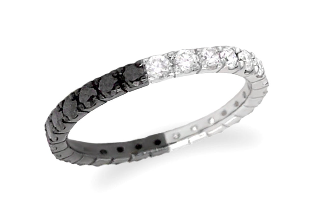 Eternity Ring 18kt Gold Black & White Diamonds - Albert Hern Fine Jewelry