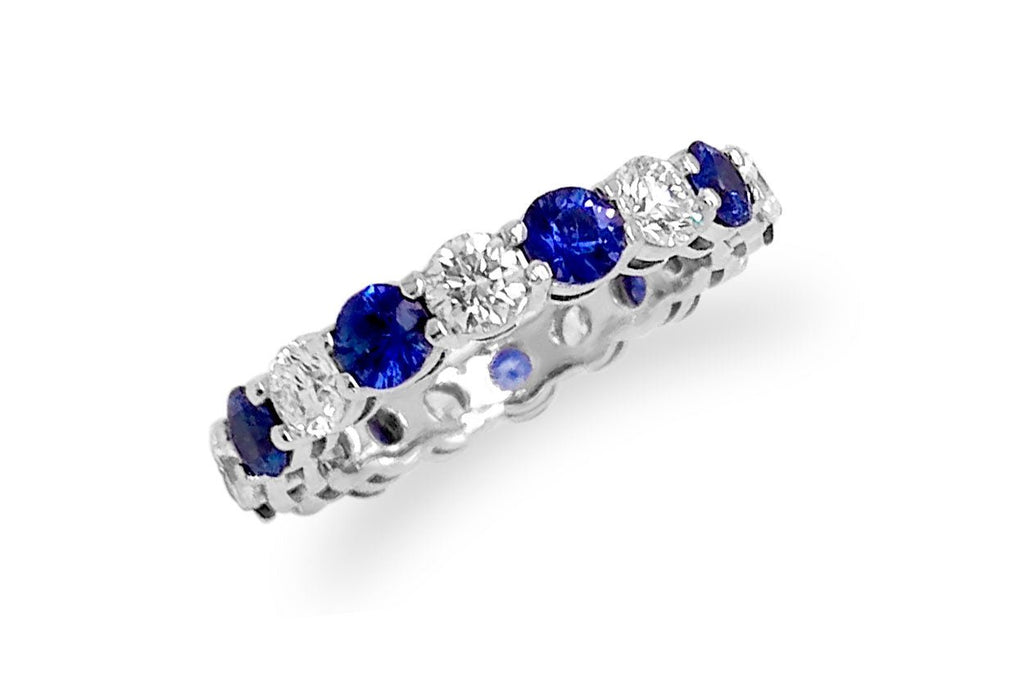 Eternity Ring 18kt Gold Blue Sapphires & Diamonds - Albert Hern Fine Jewelry