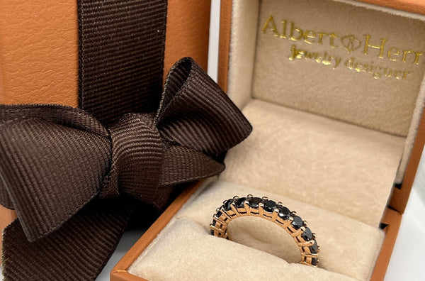 Eternity Ring 18kt Rose Gold Black Diamonds - Albert Hern Fine Jewelry