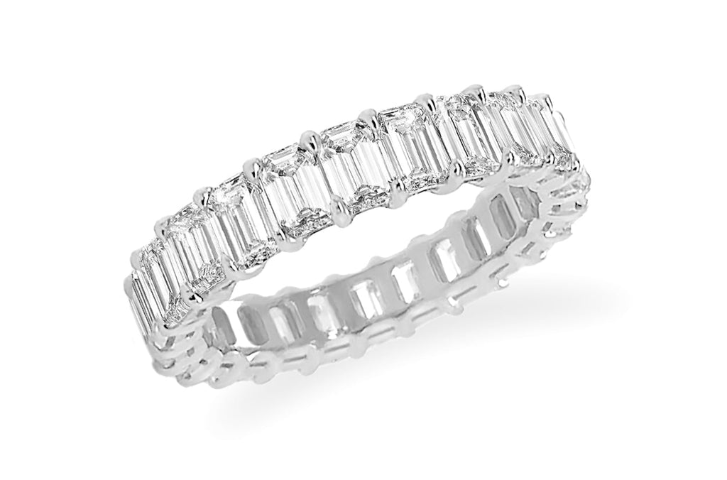 Eternity Ring 3.19 cts Emerald Cut Diamonds & Platinum Size 4 1/2 - Albert Hern Fine Jewelry