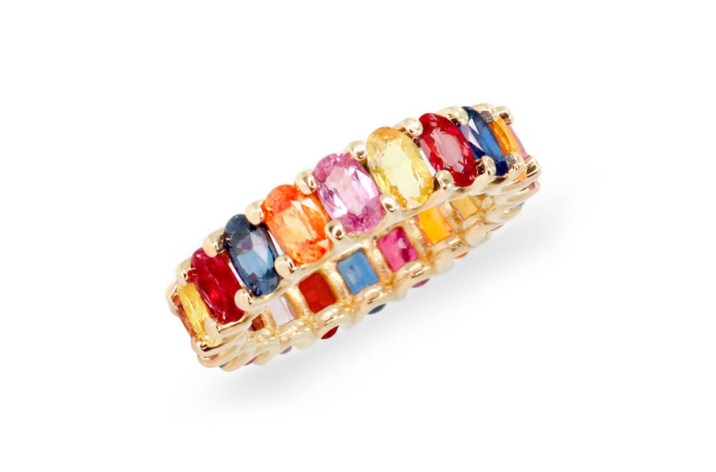 Eternity Ring Multicolor Sapphires & Yellow Gold - Albert Hern Fine Jewelry